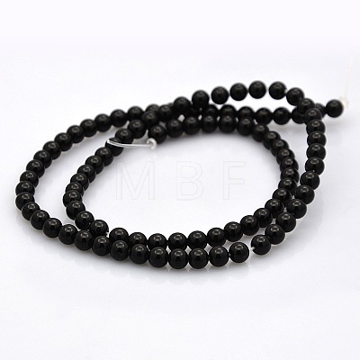 Round Natural Black Onyx Beads Strands G-N0120-26-4mm-1