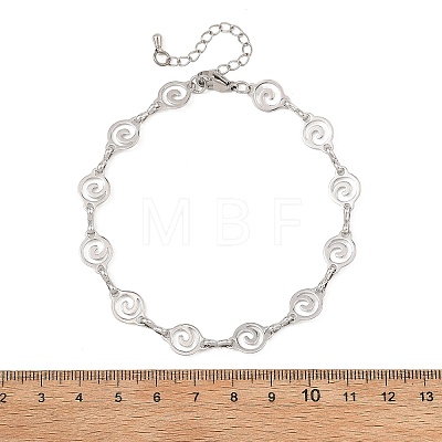 304 Stainless Steel Hollow Spiral Link Chain Anklets AJEW-AN00848-02-1
