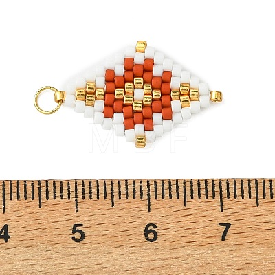 Beaded Rhombus Charms PALLOY-MZ01345-01-1