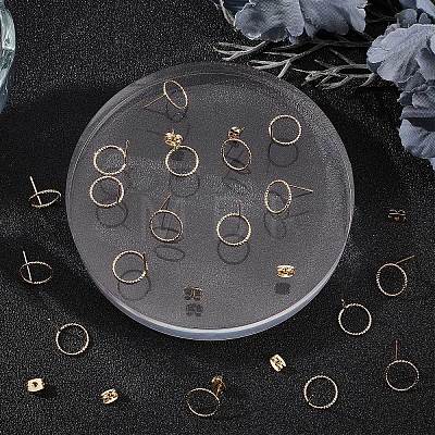 30Pcs Brass Circle Ring Stud Earrings with 30Pcs Friction Ear Nuts for Women EJEW-BBC0001-10-1