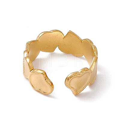 Ion Plating(IP) 304 Stainless Steel Heart Wrap Open Cuff Ring for Women RJEW-C045-15G-1