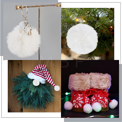 Handmade Faux Rabbit Fur Pom Pom Ball Covered Pendants WOVE-GF0001-03-1