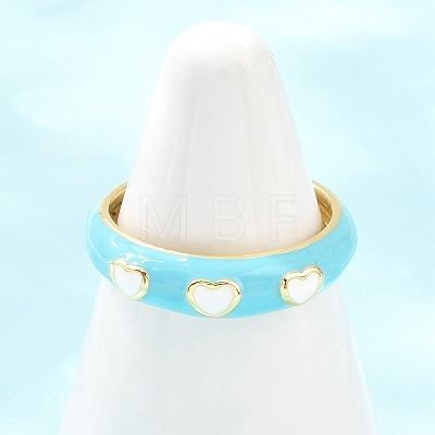 Brass Enamel Cuff Open Rings RJEW-P190-01G-02-1