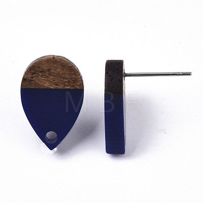 Resin & Walnut Wood Stud Earring Findings MAK-N032-002A-B02-1