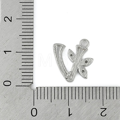 Brass Crystal Rhinestone Letter Links Connector Charms KK-S395-06P-V-1