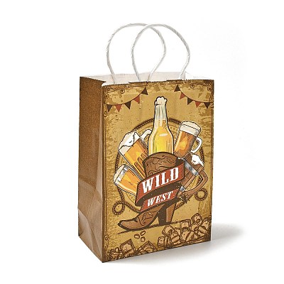 Cowboy Series Printed Kraft Paper Tote Bags ABAG-B006-02B-1