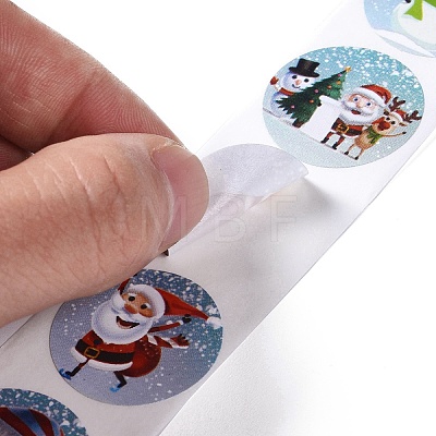 8 Patterns Christmas Round Dot Self Adhesive Paper Stickers Roll DIY-A042-01D-1