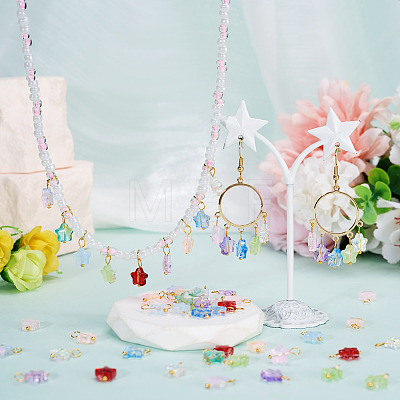 100Pcs 10 Colors Transparent Glass Star Charms PALLOY-TAC0266-1