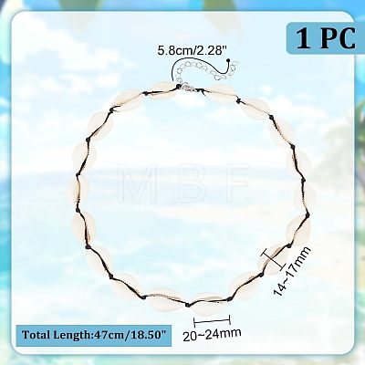 Natural Cowrie Shell Beaded Necklace for Women NJEW-UN0001-40-1