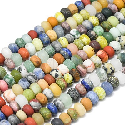 Natural Blue Spot Jasper & Dalmatian Jasper & White Jade Beads Strands G-P575-A30-6x4mm-01-1