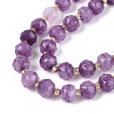 Ombre Effect Dyed Transparent Crackle Glass Beads Strands GLAA-Q111-8MM-03-1