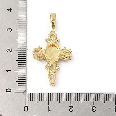 Rack Plating Brass Micro Pave Cubic Zirconia Pendants with Shell KK-A190-03G-1