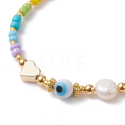 Colorful Glass Seed & Brass Braided Bead Bracelet BJEW-JB10138-01-1