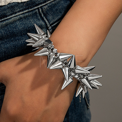 Hip-Hop Punk Goth CCB Plastic Spike Cone Charm Bracelets for Men WG608C0-01-1