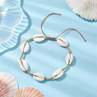 Summer Beach Shell Braided Bead Adjustable Bracelets for Women Men BJEW-JB10375-1