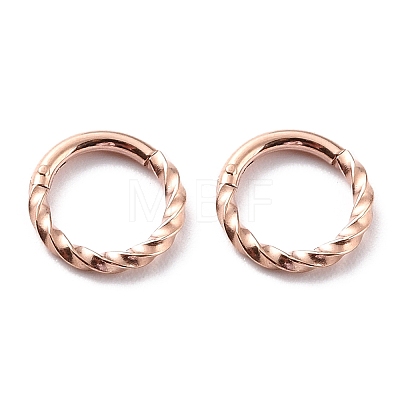 Ion Plating(IP) Twisted Ring Hoop Earrings for Girl Women STAS-K233-02A-RG-1
