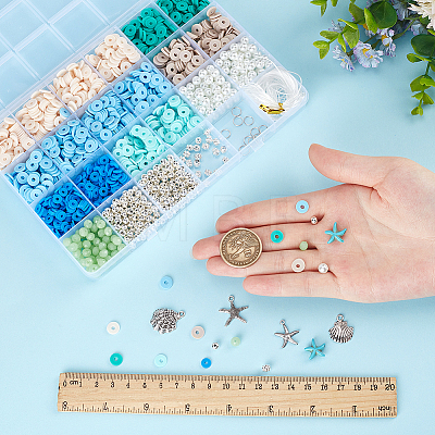 SUNNYCLUE DIY Ocean Theme Synthetic Howlite Stretch Bracelet Making Kit DIY-SC0025-02-1