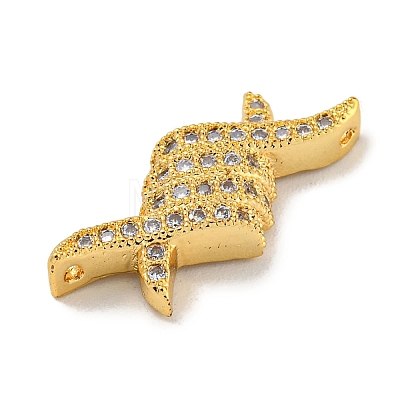 Brass Micro Pave Clear Cubic Zirconia Connector Charms KK-G493-03G-01-1