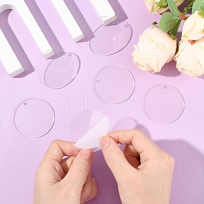 50Pcs Transparent Acrylic Disc Big Pendants TACR-YW0003-12-1