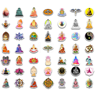 100Pcs Buddhism Lotus Stickers for Laptop Motorcycle Bicycle Skateboard Luggage Decal Graffiti Patches STIC-PW0002-087-1
