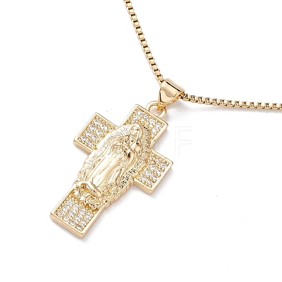 Clear Cubic Zirconia Religion Pendant Necklace NJEW-F307-01C-1