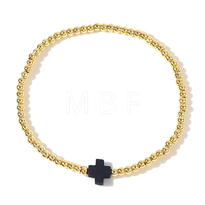 Brass Round Beads Stretch Bracelets VH4184-13-1