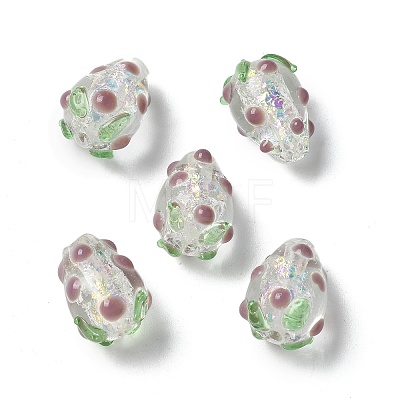 Handmade Foil Lampwork Bumpy Beads Strands FOIL-Z001-05B-1