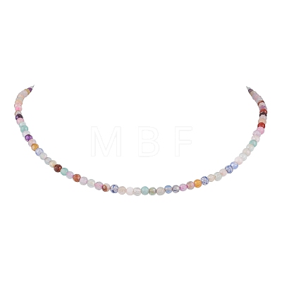 Faceted Round Natural Agate(Dyed & Heated) Beaded Necklaces for Women NJEW-JN04659-04-1