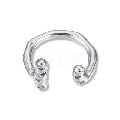 Brass Clear Cubic Zirconia Open Cuff Ring for Women RJEW-N039-05P-1