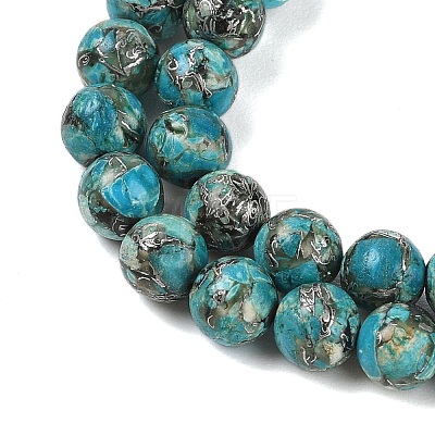 Assembled Synthetic Silver Line Turquoise Beads Strands G-D0006-C13-6mm-1