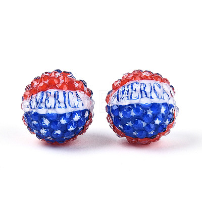 Independence Day Opaque Acrylic Round Beads OACR-T029-07D-1