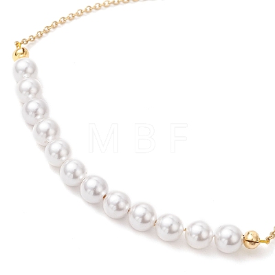 3Pcs 3 Colors Gemstone and Shell Pearl Round Beaded Ankelets AJEW-AN00707-1