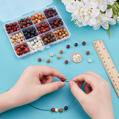 240Pcs 12 Colors Natural Unfinished Wood Beads WOOD-WR0001-17-1