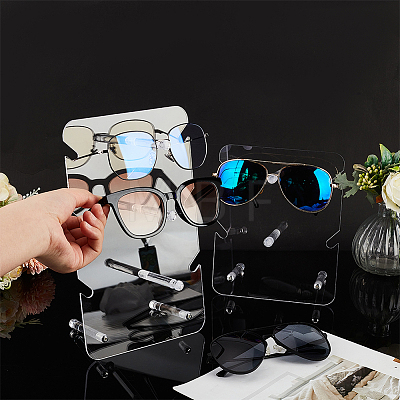  2 Sets 2 Styles Transparent Acrylic Sunglasses Display Stands ODIS-NB0001-29-1