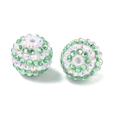 Striped Resin Rhinestone Beads OACR-A037-01I-1