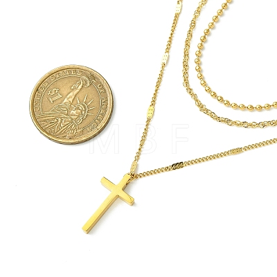 Cross 304 Stainless Steel Pendant Necklaces for Women NJEW-G157-07G-1