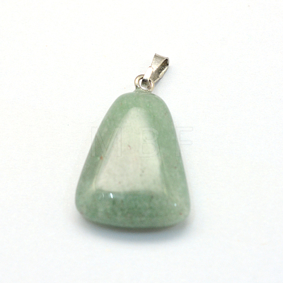 Trapezoid Natural Green Aventurine Pendants G-Q359-08-1