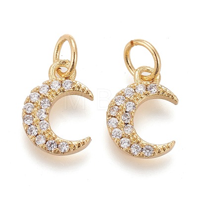 Brass Micro Pave Clear Cubic Zirconia Charms ZIRC-Z005-01A-1