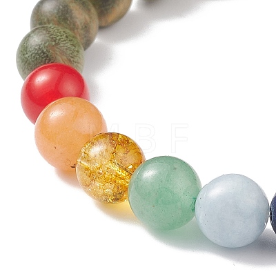 5Pcs 5 Style Natural Wood & Mixed Gemstone Round Beaded Stretch Bracelets Set BJEW-JB08815-1