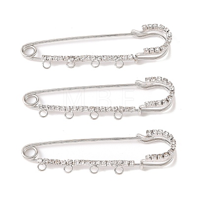 Iron Rhinestone Safety Pins Brooch Findings JEWB-E045-01B-P-1