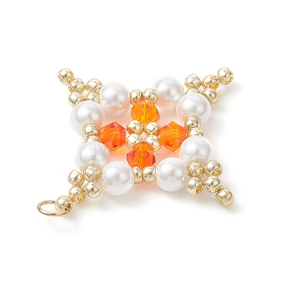 Glass Seed Beaded Star Pendants PALLOY-MZ01165-04-1