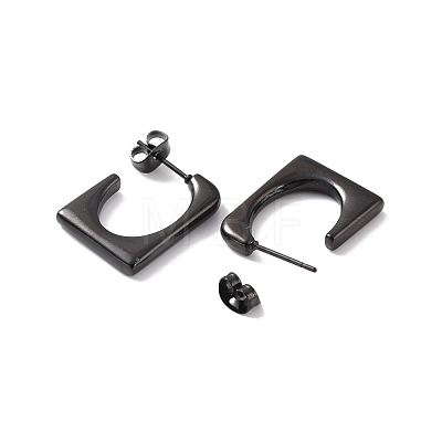 Ion Plating(IP) 304 Stainless Steel Rectangle Stud Earrings EJEW-P198-03EB-1