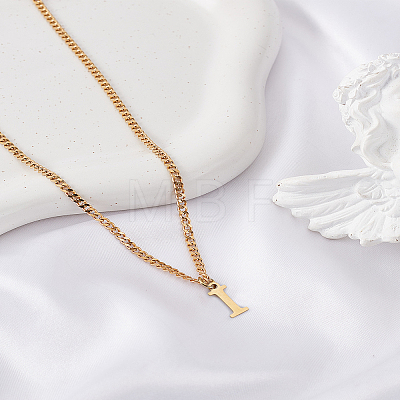 1Pc 304 Stainless Steel Letter Pendant Necklaces NJEW-LP0001-33I-G-1