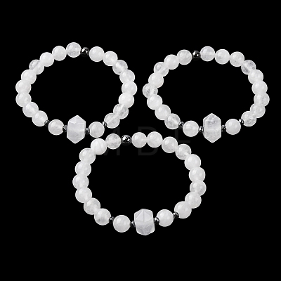 Natural Quartz Crystal Beaded Stretch Bracelet for Women BJEW-A145-01H-1