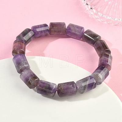 Column Natural Banded Amethyst Beads Stretch Bracelets for Women Men BJEW-A148-01A-19-1