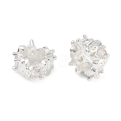 Brass Micro Pave Clear Cubic Zirconia European Beads KK-B172-03S-1
