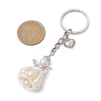 Acrylic Imitation Pearl Keychain KEYC-MZ00030-02-1