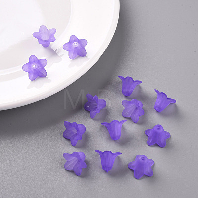 Purple Frosted Transparent Acrylic Flower Beads X-PLF018-15-1