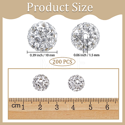 200Pcs Pave Disco Ball Beads RB-PA0001-11A-1