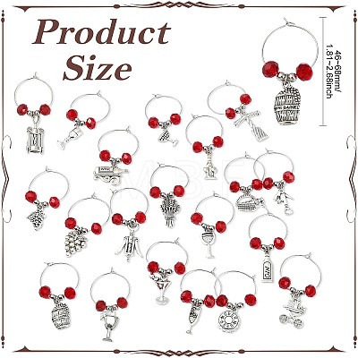 40Pcs 20 Style Glass Wine Glass Charms AJEW-CJ00015-1